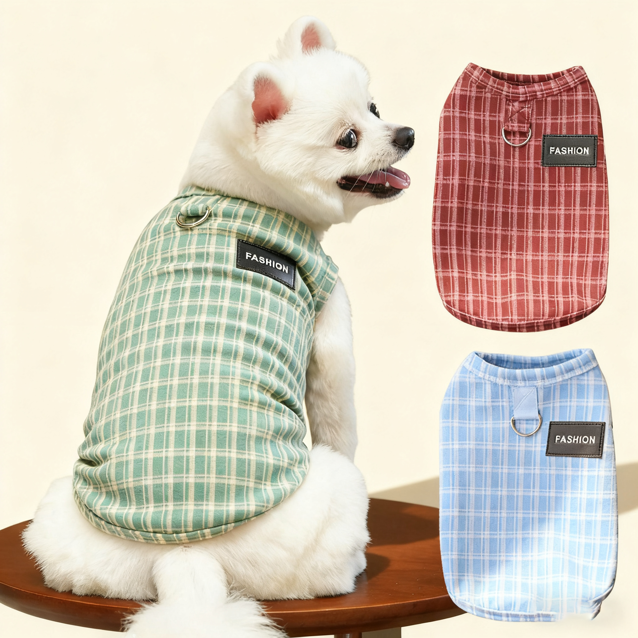Plush Checkered Dog Turtleneck Outfit_CWMM11134