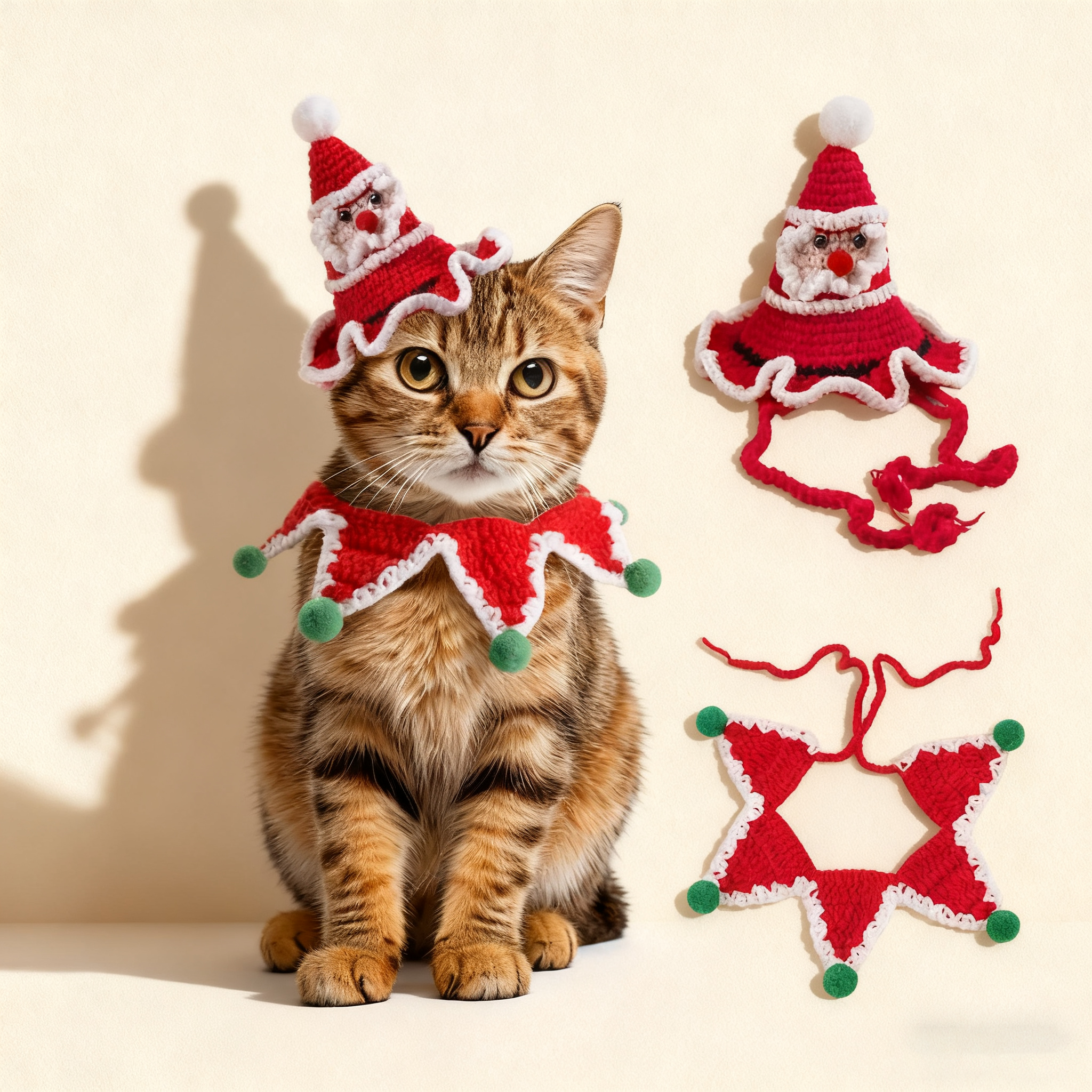 Cute Christmas Pet Set – Knit Hat & Scarf for Cats Dogs_CWMM11341