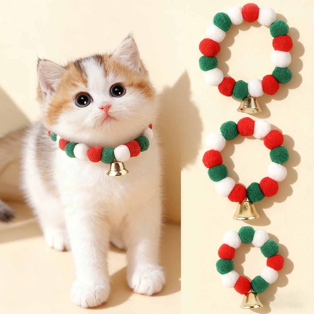 Christmas Pet Collar – Bell Pom Pom Decoration_CWMM11330