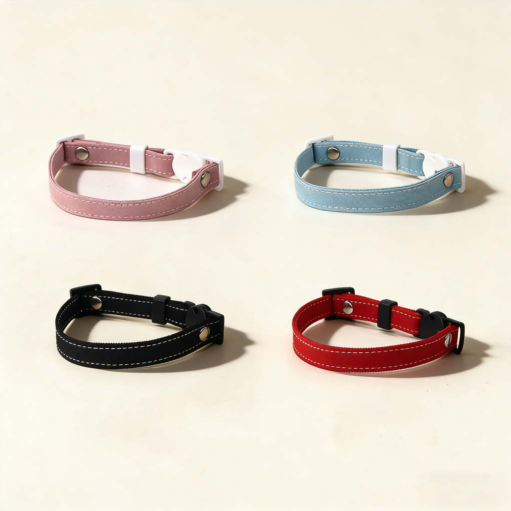 Cat Dog Linen Adjustable Safety Buckle Collar 1cm_CWMM13172