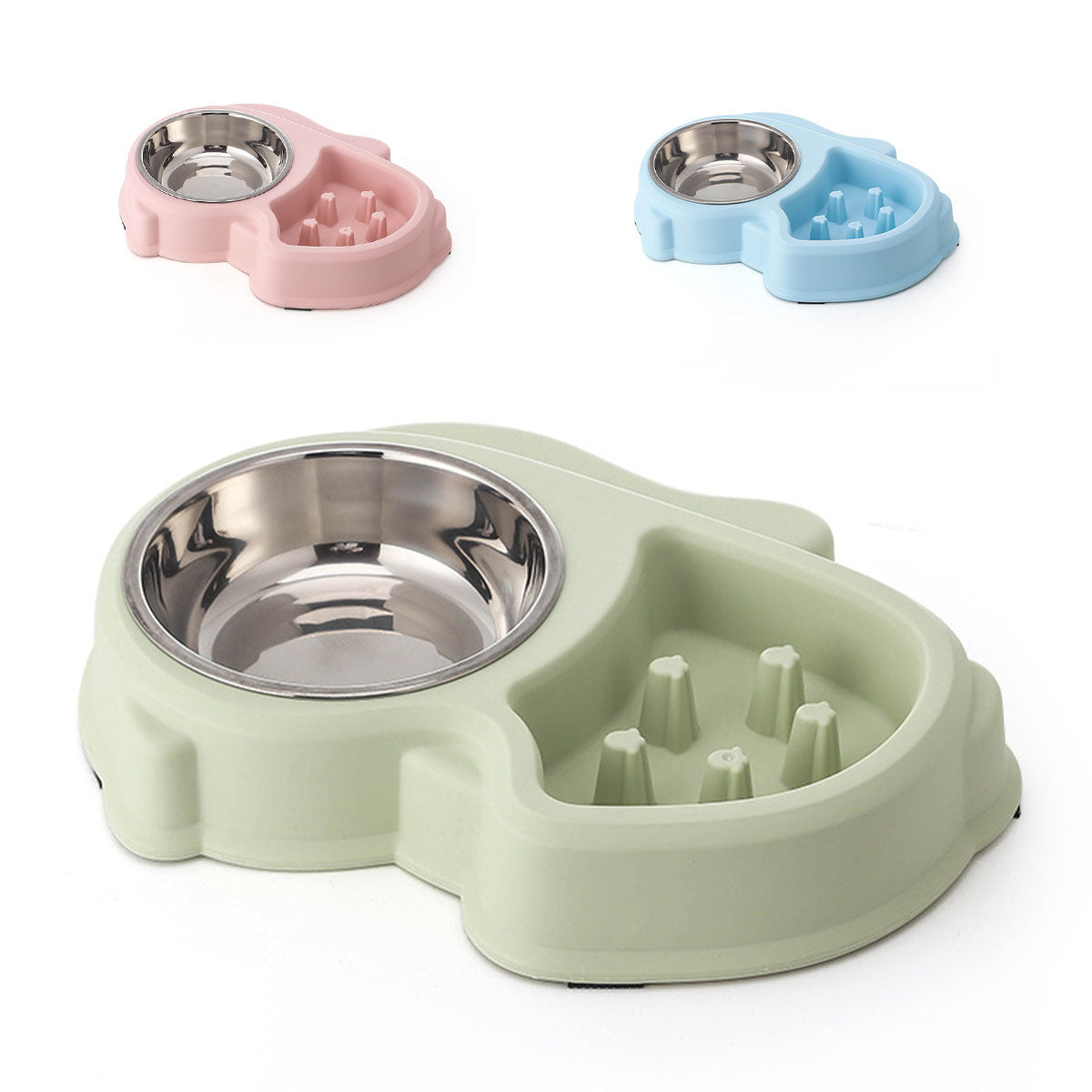 Cartoon Slow Feeder Dual Pet Bowl,Water & Food_CWMM5232