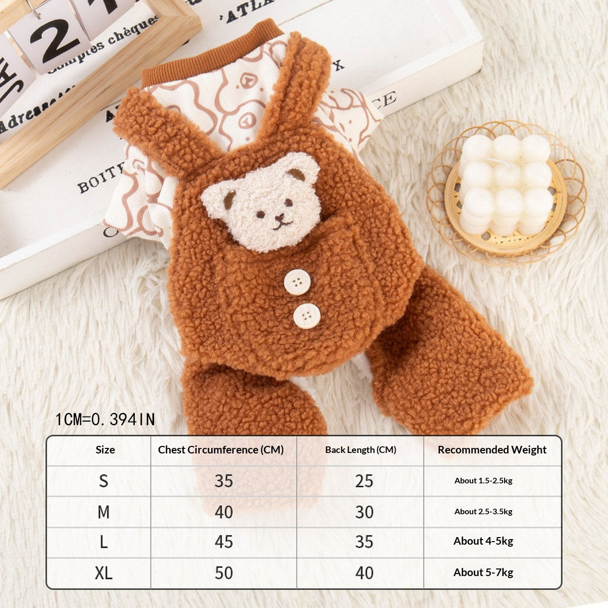 Bear Fleece Pet Overalls for Dogs and Cats_CWMM12739