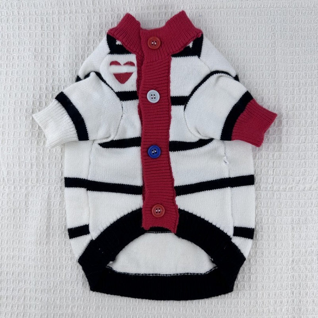 Striped Knit Dog Cat Sweater with Heart_CWMM12305