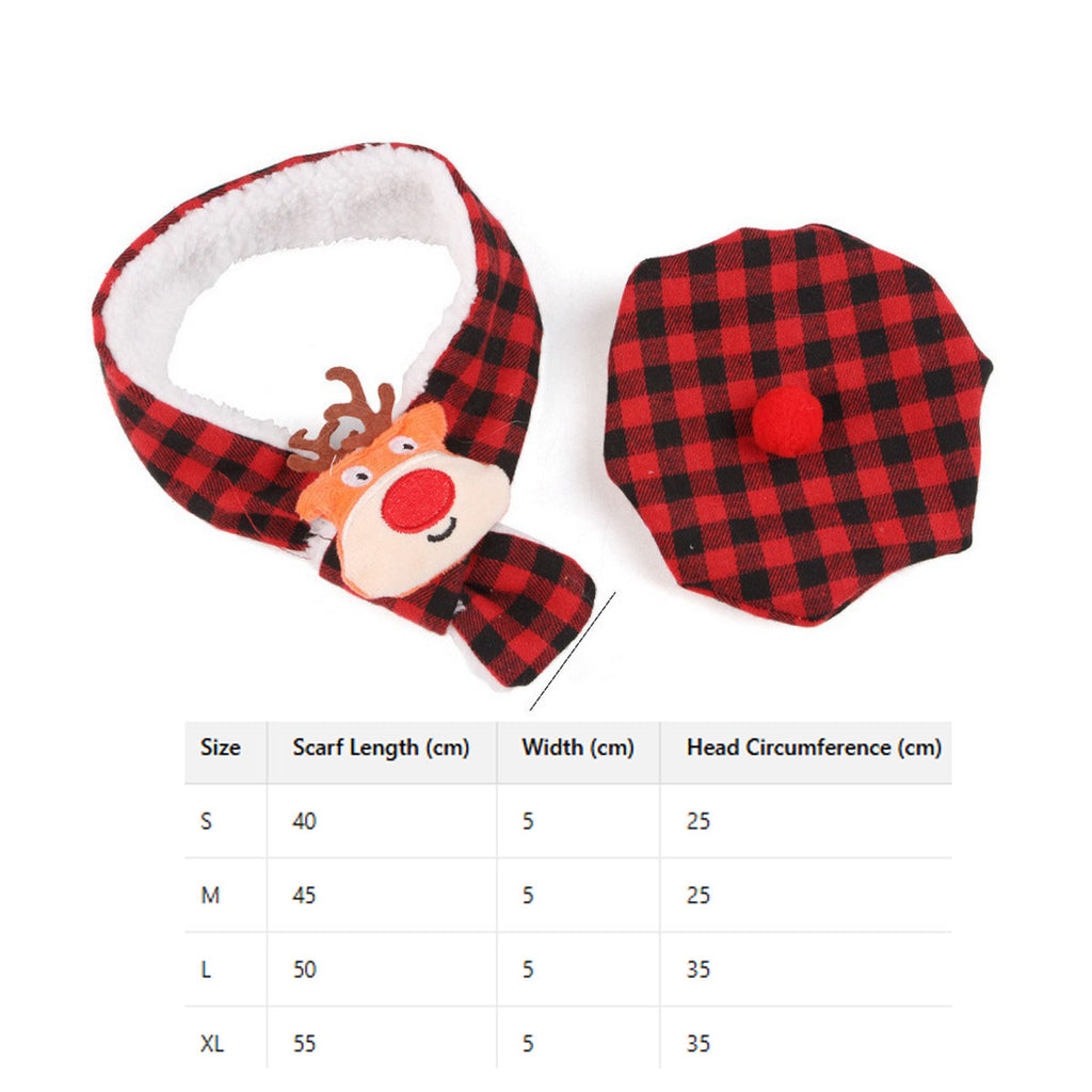 Christmas Pet Accessories – Plaid Hat & Reindeer Scarf_CWMM11343
