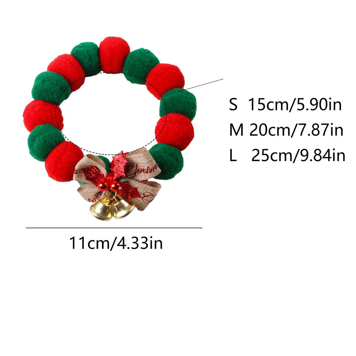 Christmas Pet Collar – Felt Ball Necklace for Cats Dogs_CWMM11337