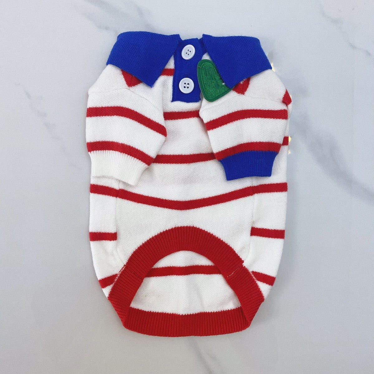 Striped Polo Knit Dog Cat Cardigan Sweater_CWMM12379