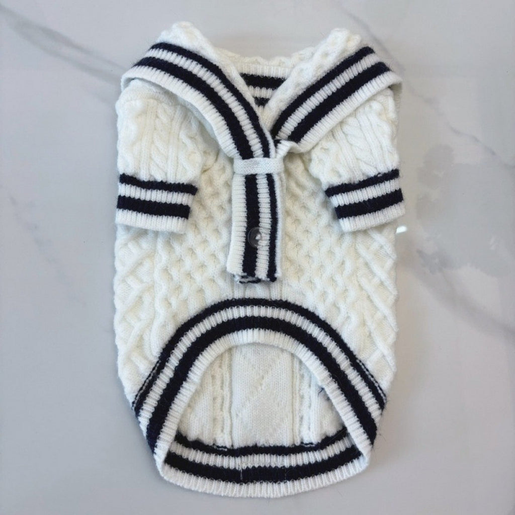 Nautical Collar Knit Dog Sweater_CWMM12303