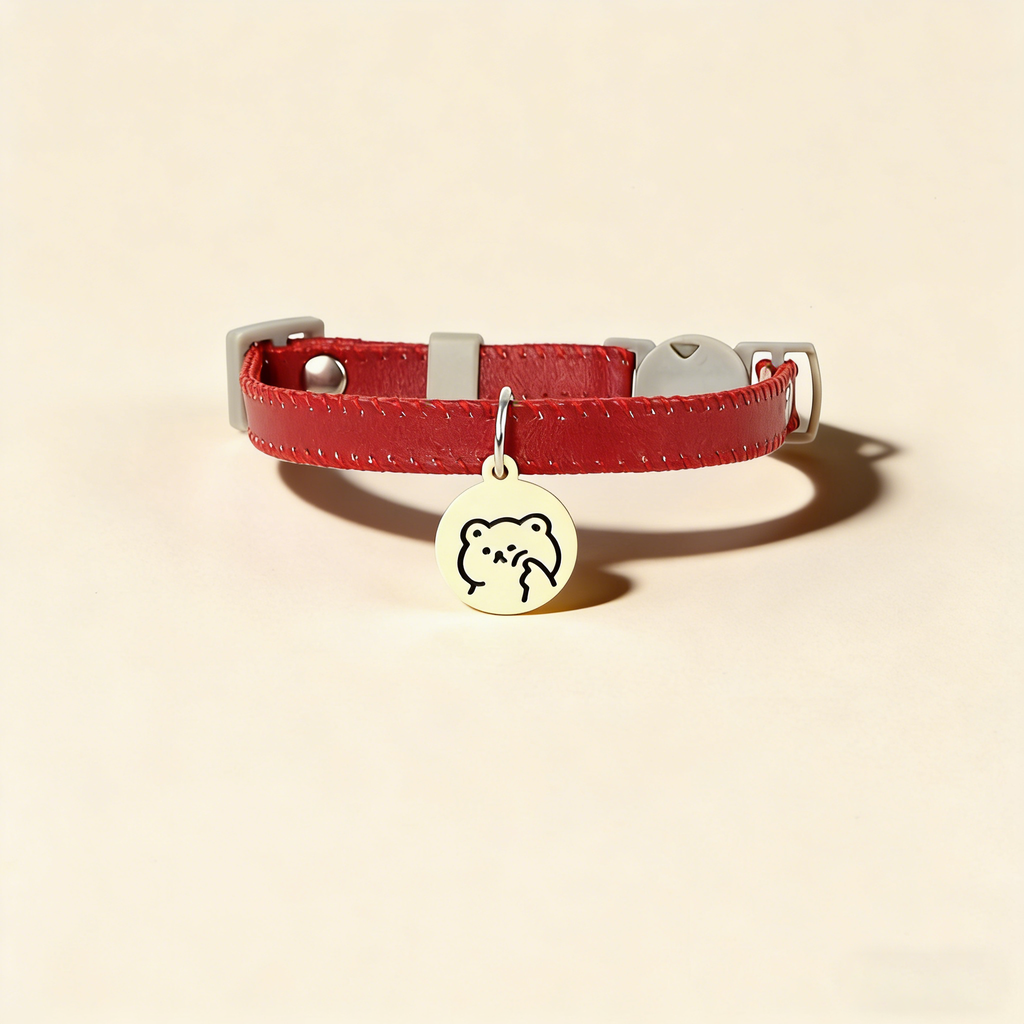 Cat Dog Macaron PU Leather Safety Buckle Collar_CWMM13174