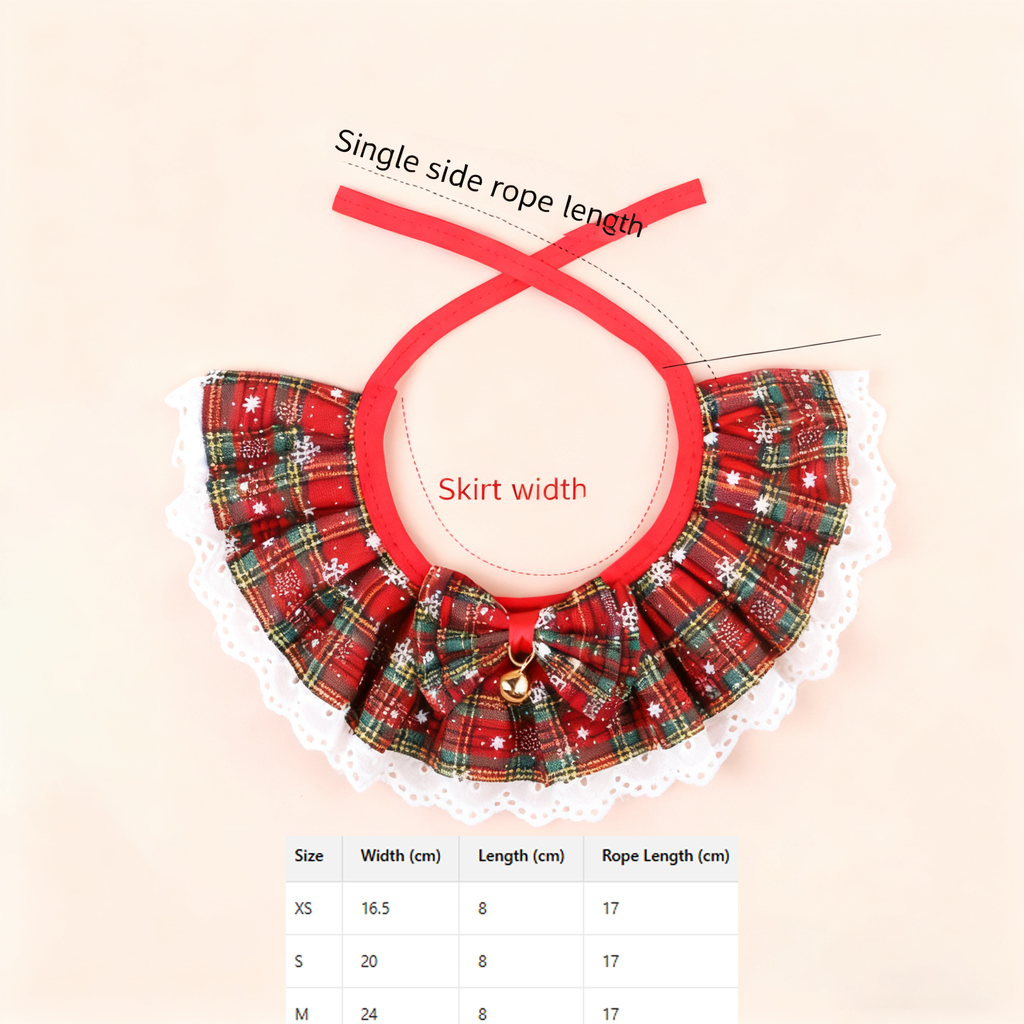 Festive Pet Scarf Collar – Plaid Bell Neck Accessory_CWMM11338