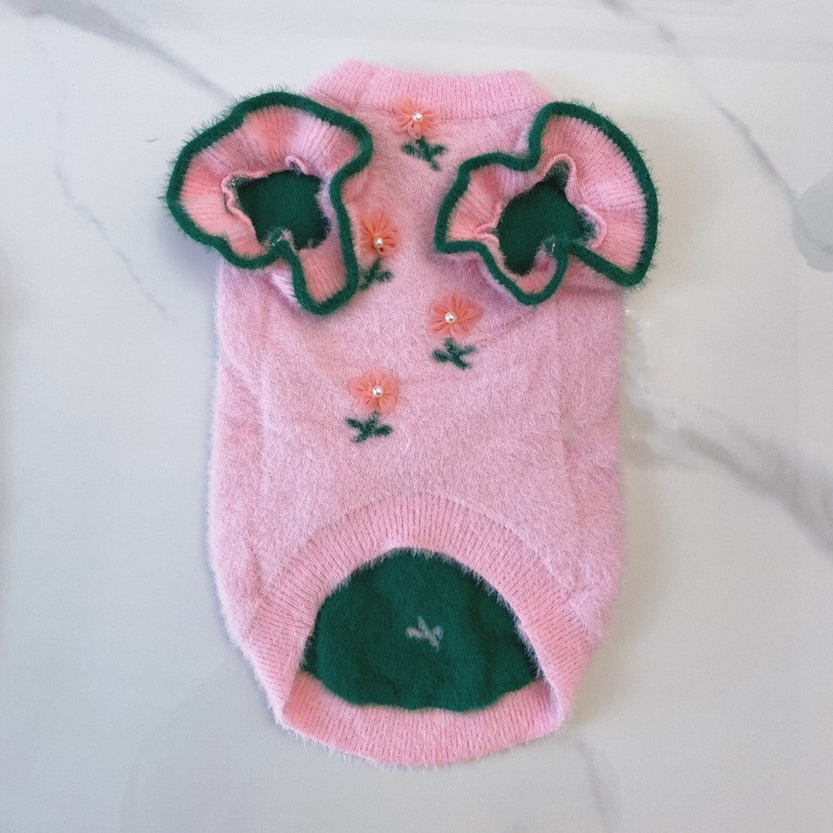 Flower Mink Knit Dog Cat Vest Sweater_CWMM12378