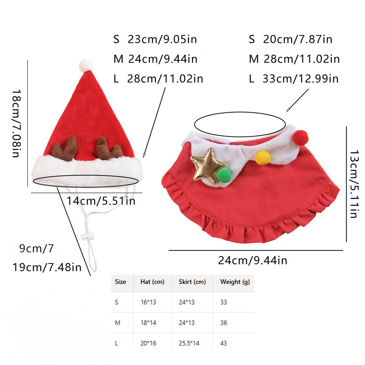 Holiday Pet Outfit – Reindeer Hat and Bib Scarf Set_CWMM11345