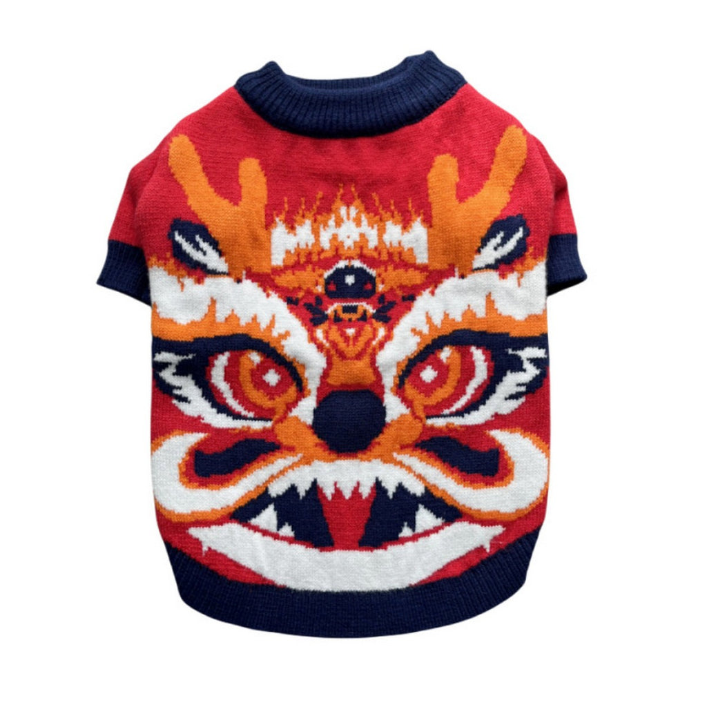 Red Dragon Theme Dog Winter Sweater_CWMM12376