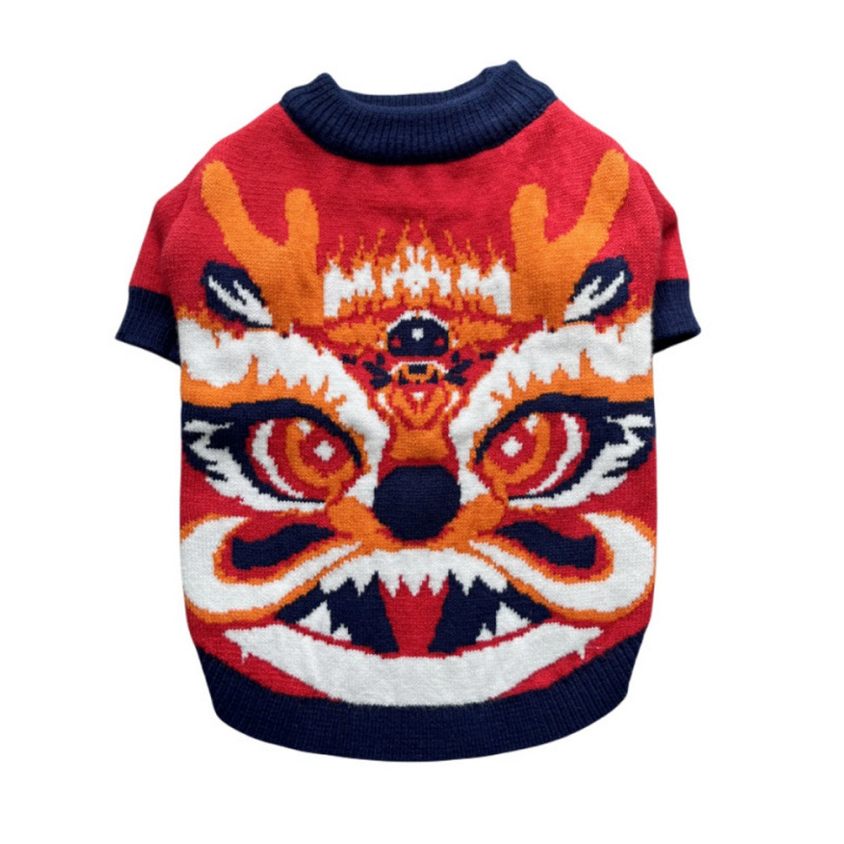 Red Dragon Theme Dog Winter Sweater_CWMM12376