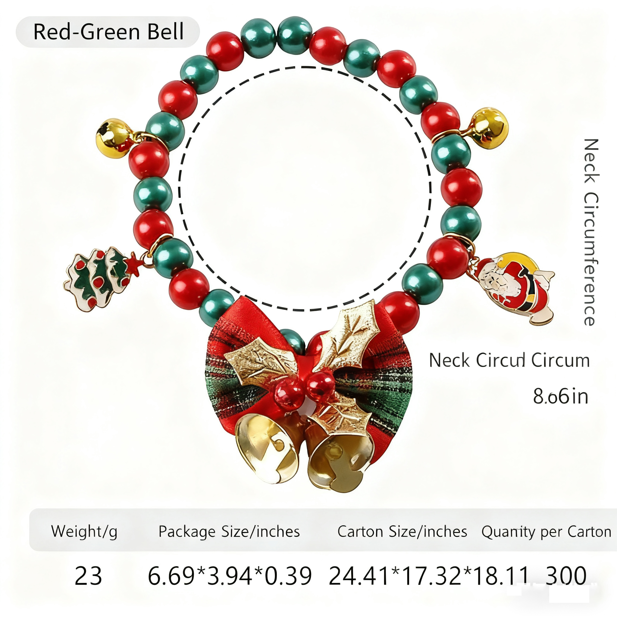 Christmas Pet Necklace – Santa Bell Collar for Dogs Cats_CWMM11333