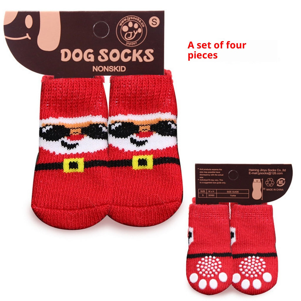 Christmas Pet Shoes – Warm Dog Cat Socks Set_CWMM11274