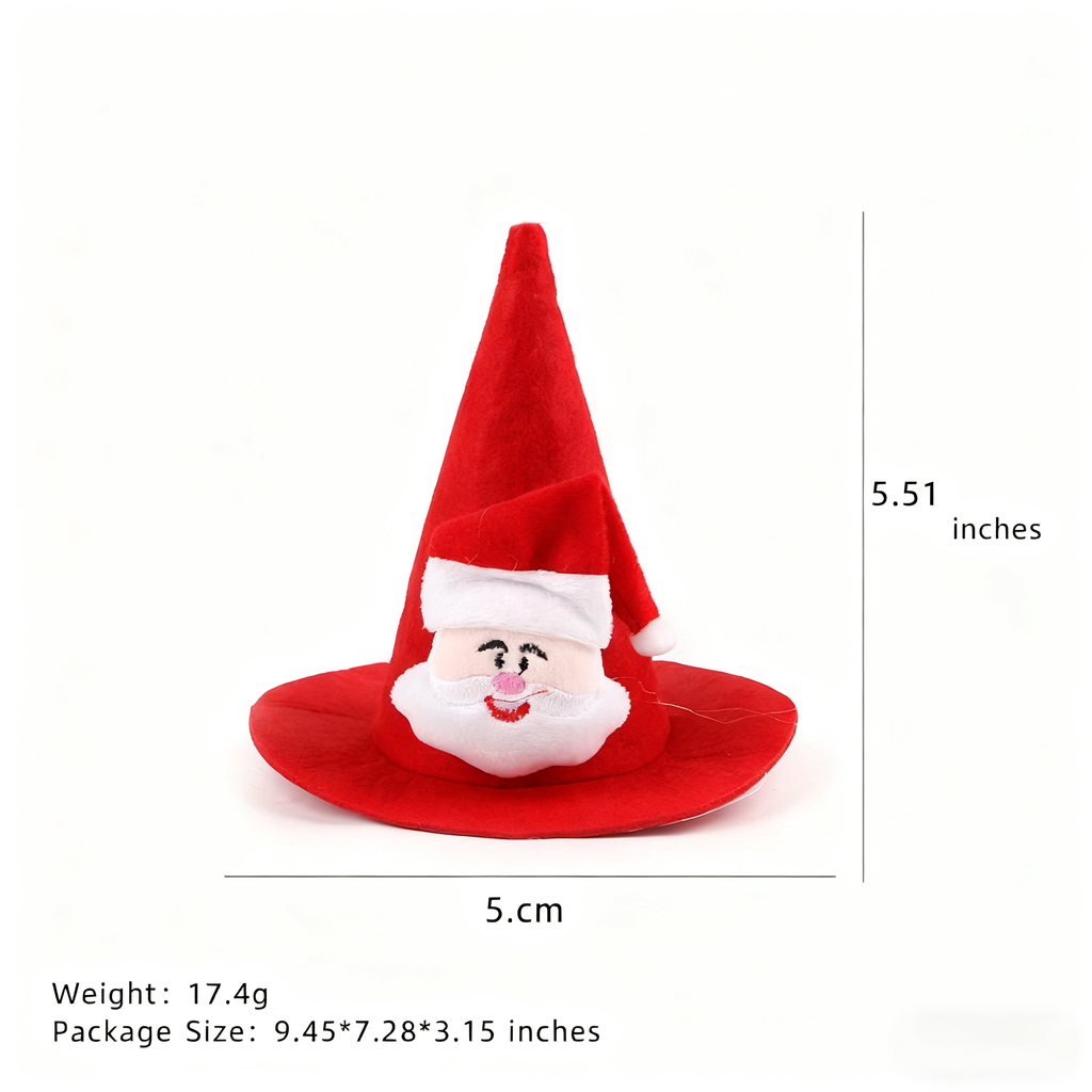 Christmas Costume Hat for Pets – Funny Plush Santa Pointed Cap_CWMM11335