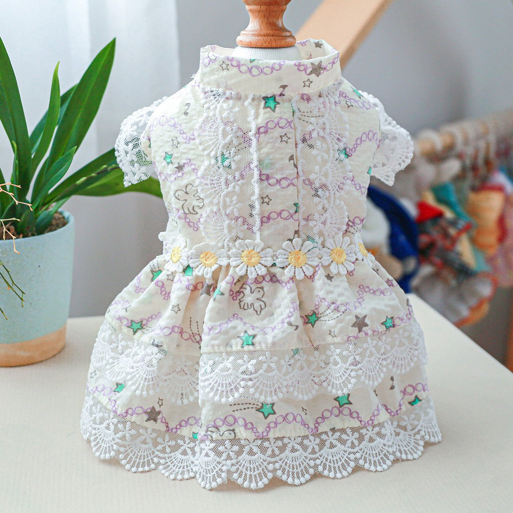 Small Pet Maid Style Floral Lace Dress_CWMM13118