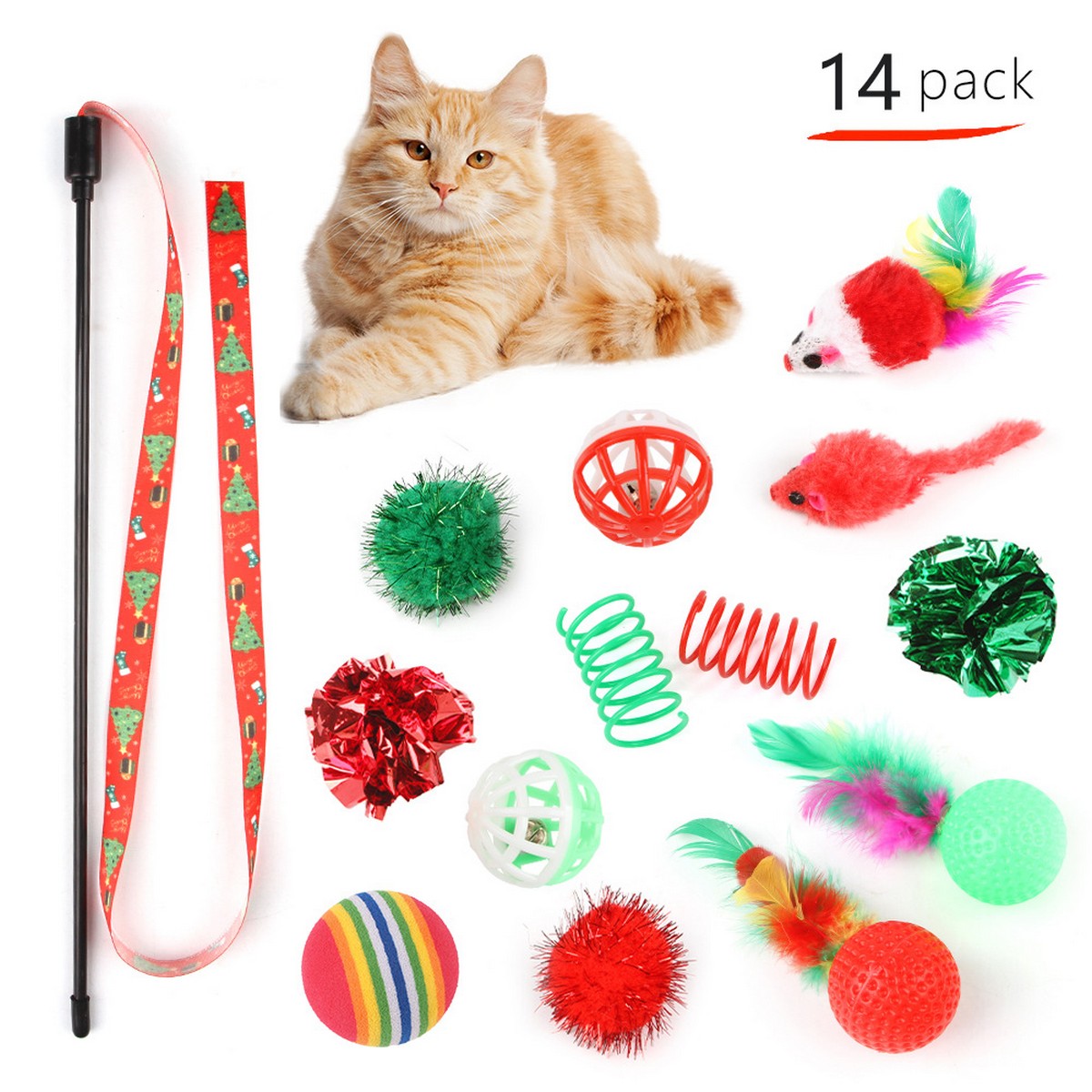 Christmas Cat Teaser Wand – Interactive Toy_CWMM11428