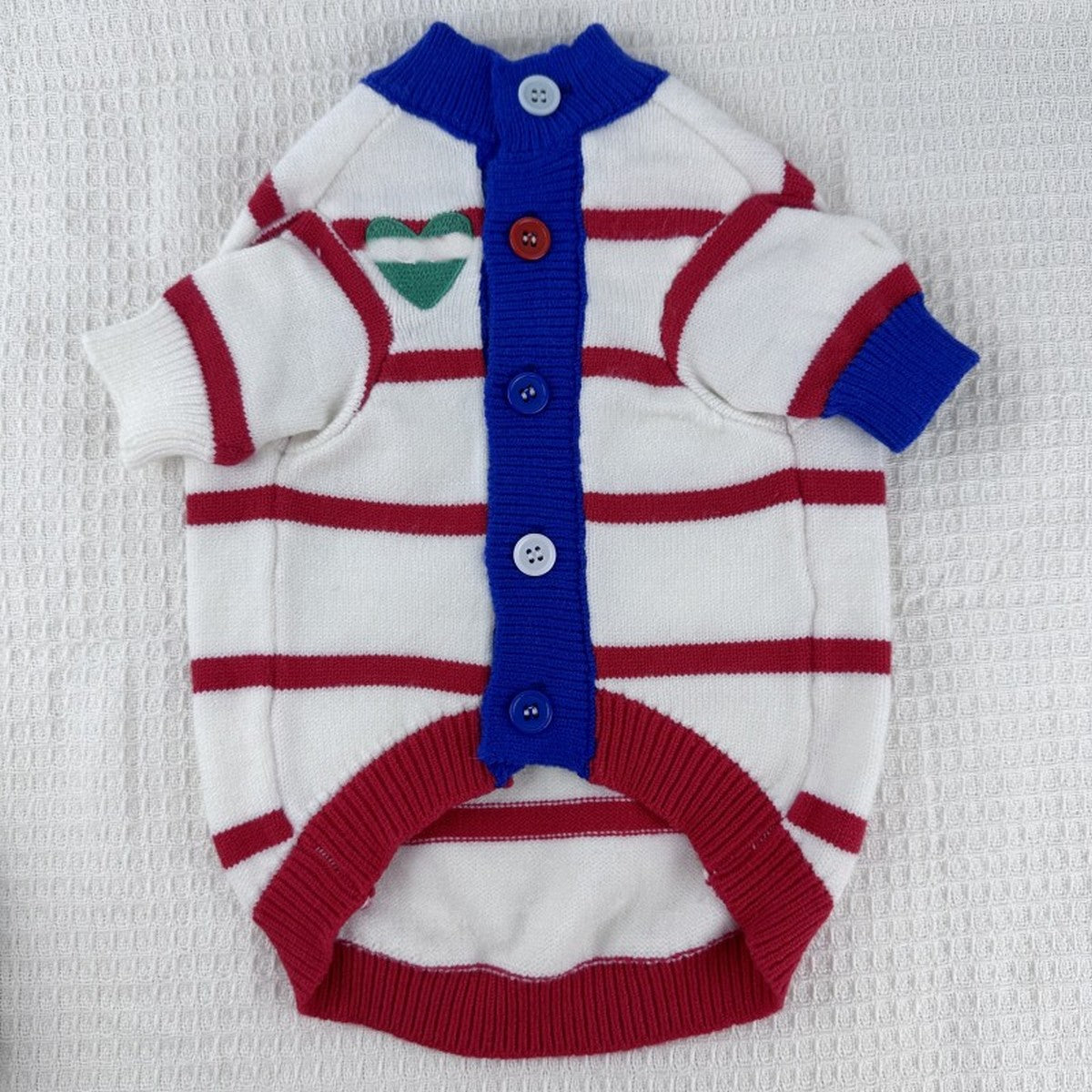 Striped Knit Dog Cat Sweater with Heart_CWMM12305