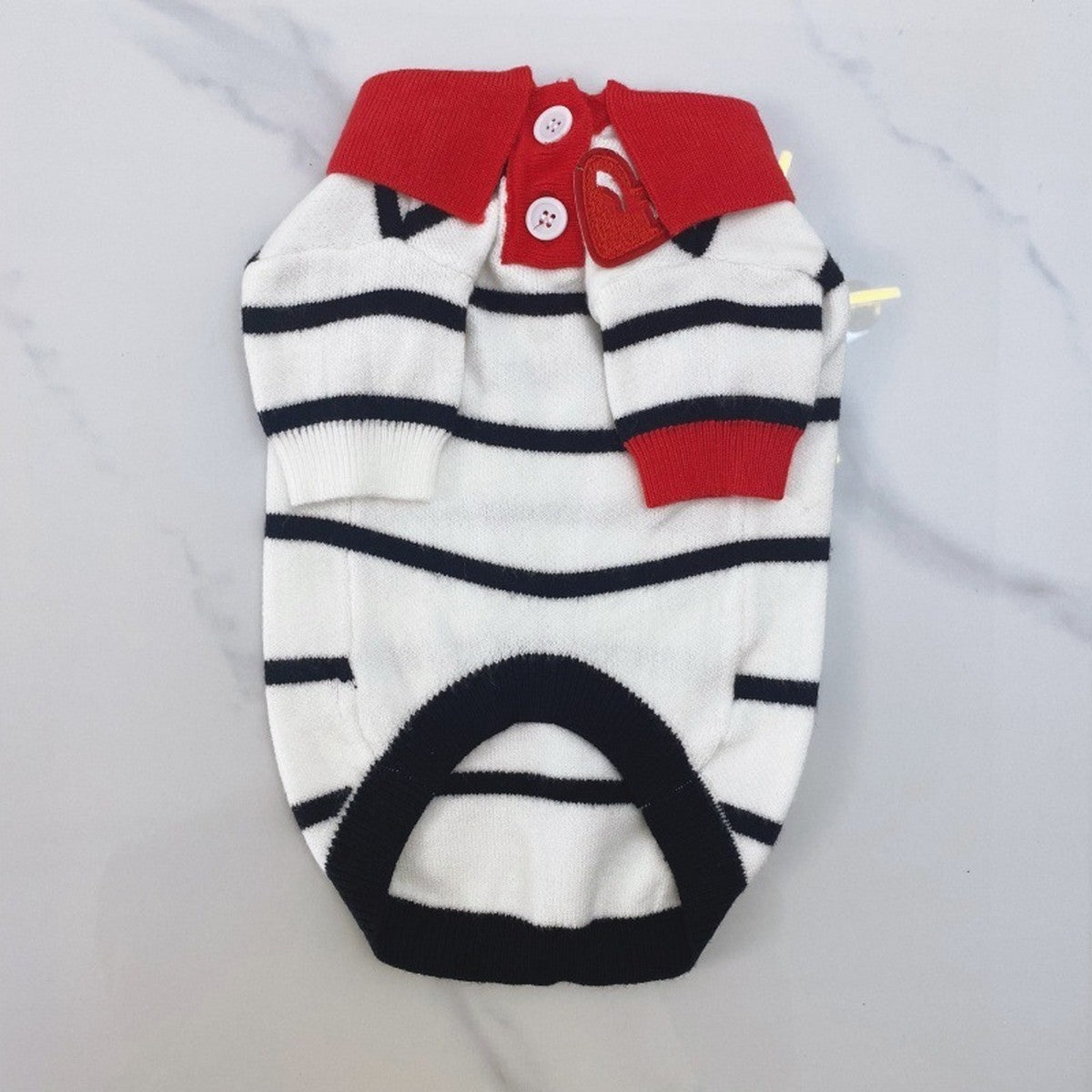 Striped Polo Knit Dog Cat Cardigan Sweater_CWMM12379