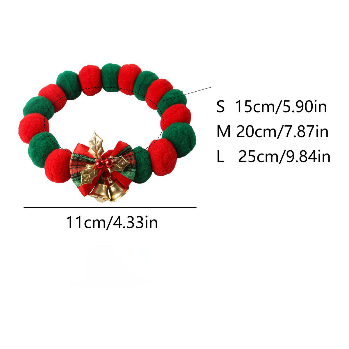 Christmas Pet Collar – Felt Ball Necklace for Cats Dogs_CWMM11337
