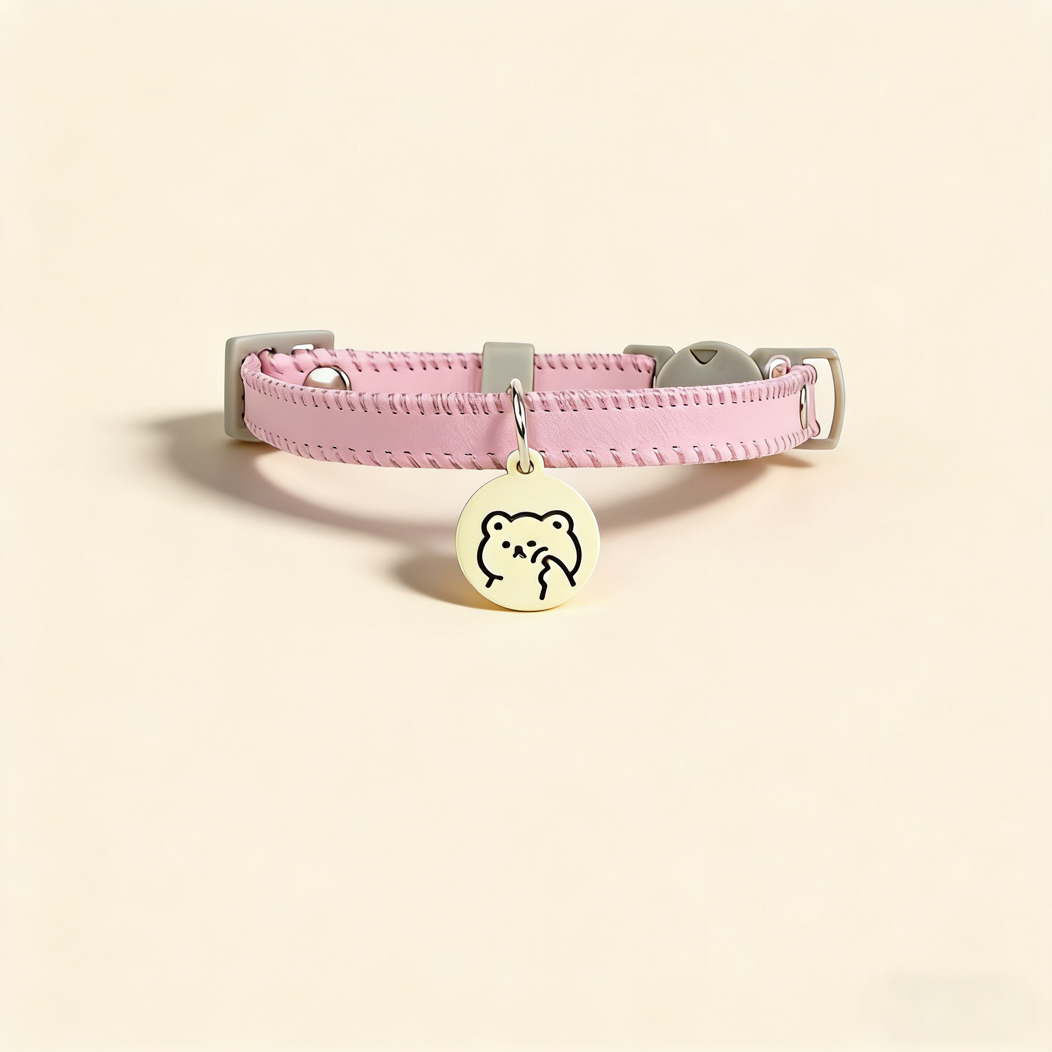 Cat Dog Macaron PU Leather Safety Buckle Collar_CWMM13174