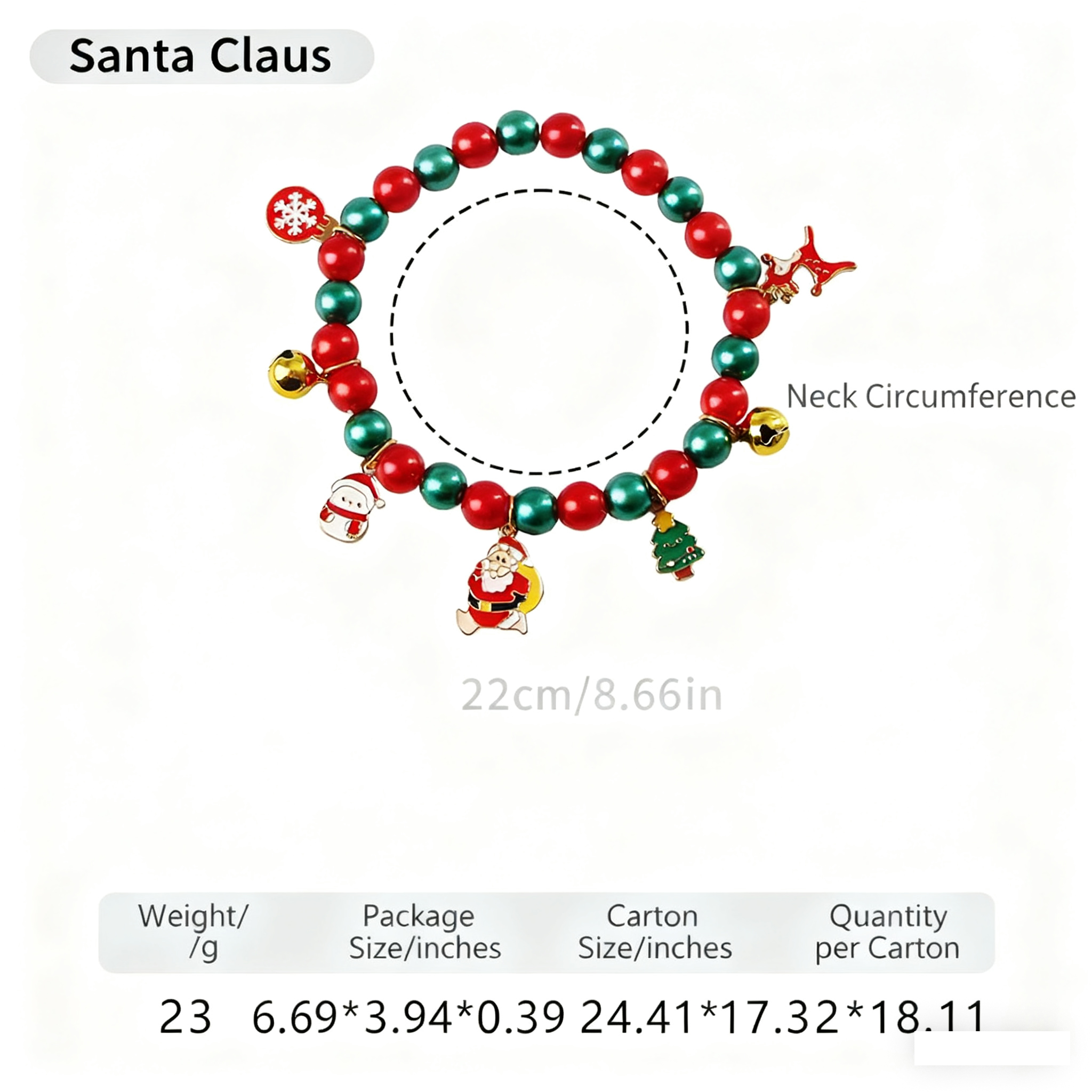 Christmas Pet Necklace – Santa Bell Collar for Dogs Cats_CWMM11333