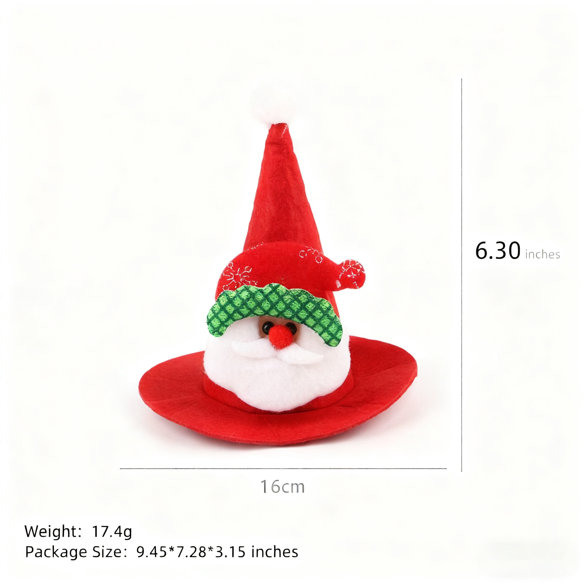 Christmas Costume Hat for Pets – Funny Plush Santa Pointed Cap_CWMM11335