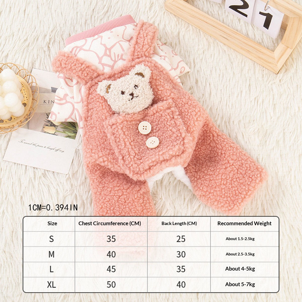 Bear Fleece Pet Overalls for Dogs and Cats_CWMM12739