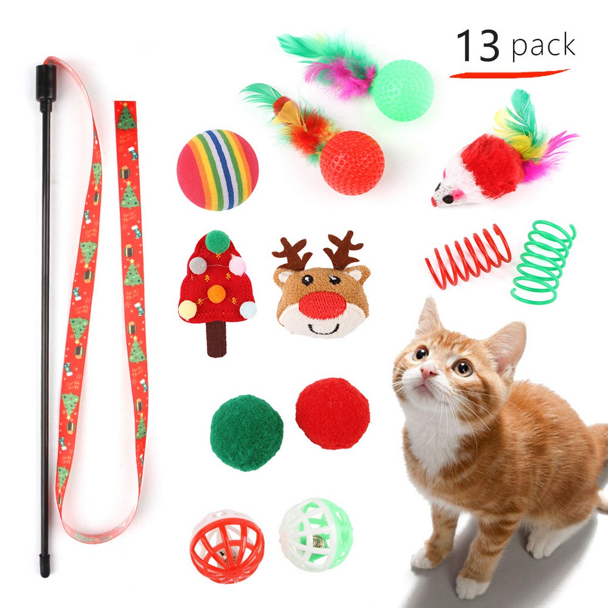Christmas Cat Teaser Wand – Interactive Toy_CWMM11428