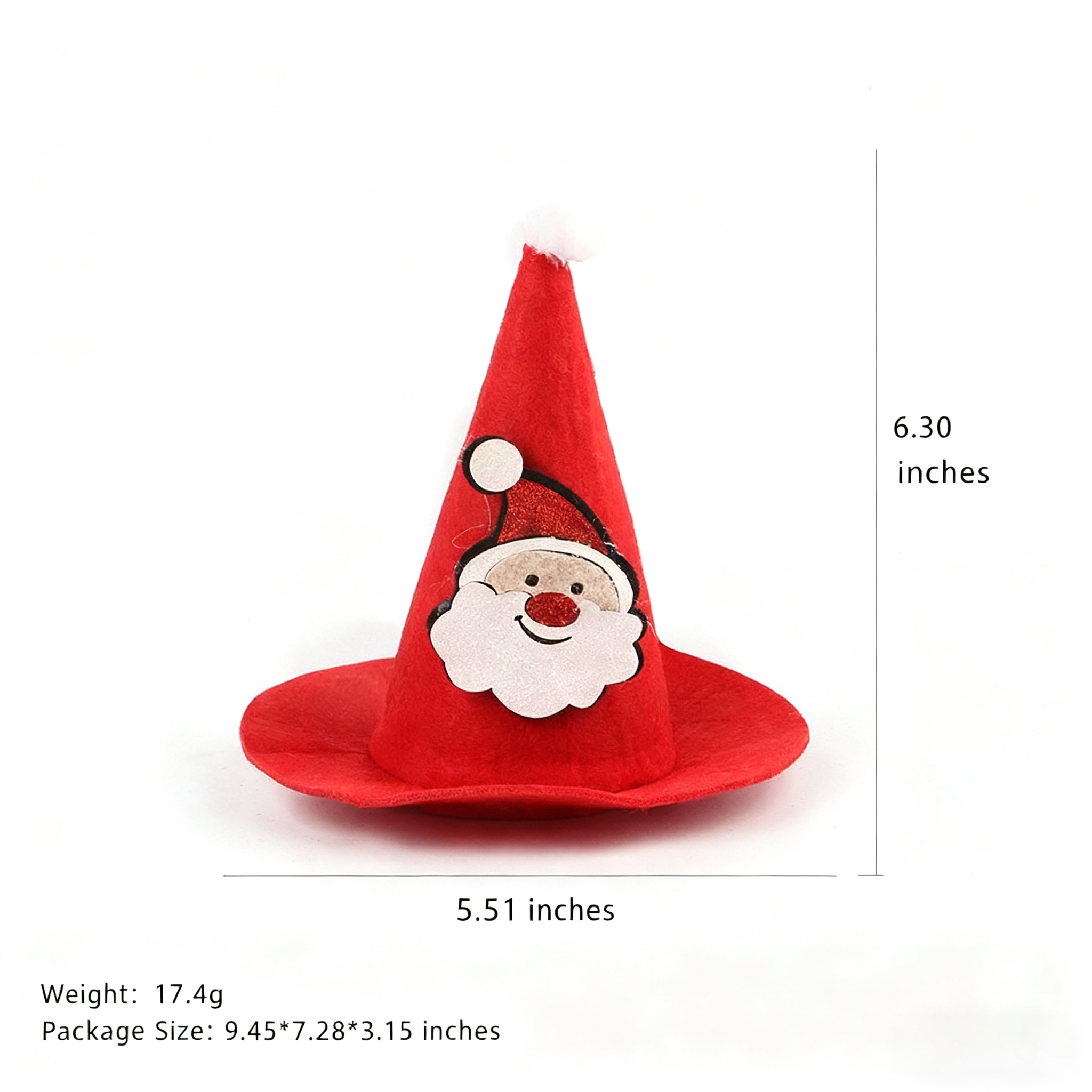 Christmas Costume Hat for Pets – Funny Plush Santa Pointed Cap_CWMM11335