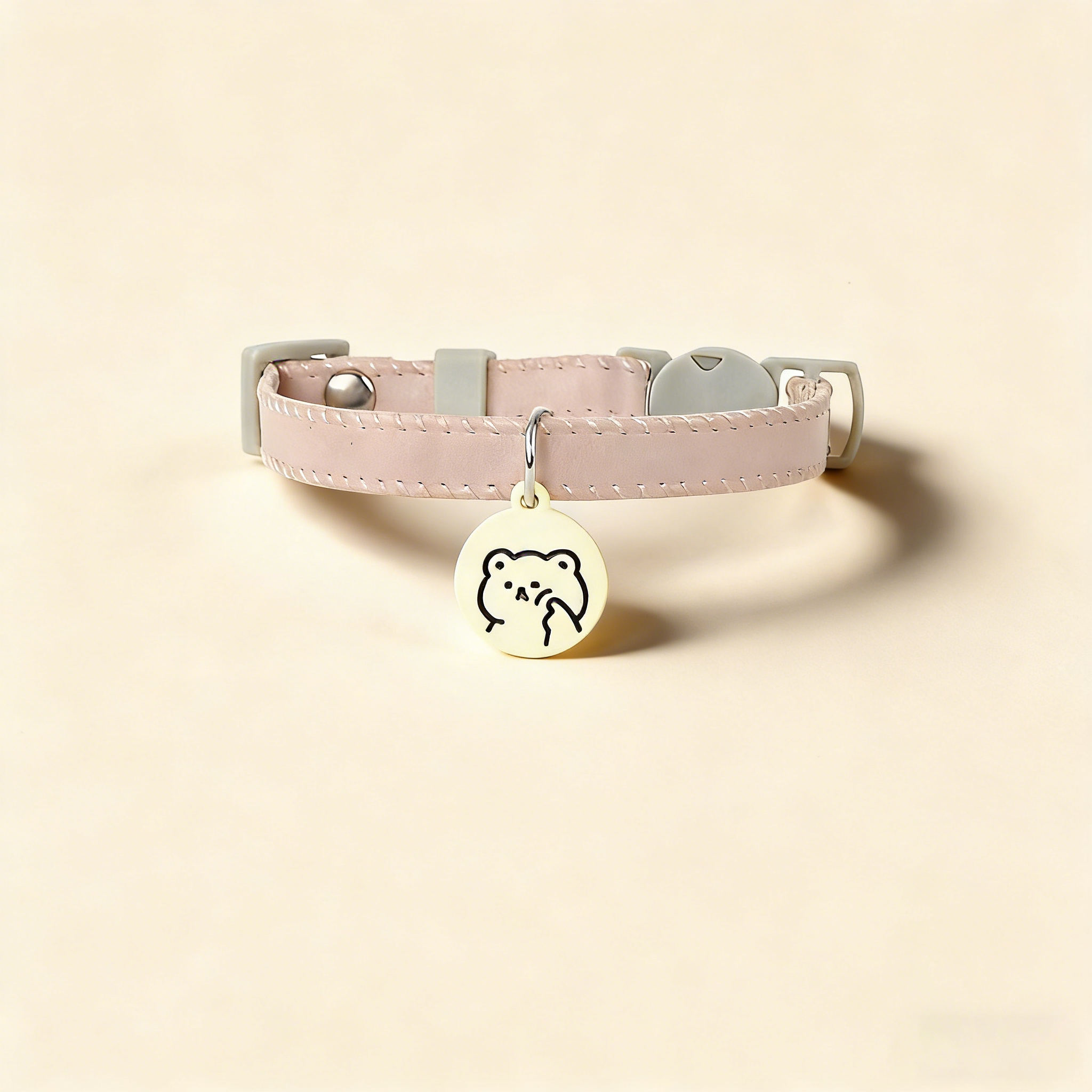Cat Dog Macaron PU Leather Safety Buckle Collar_CWMM13174