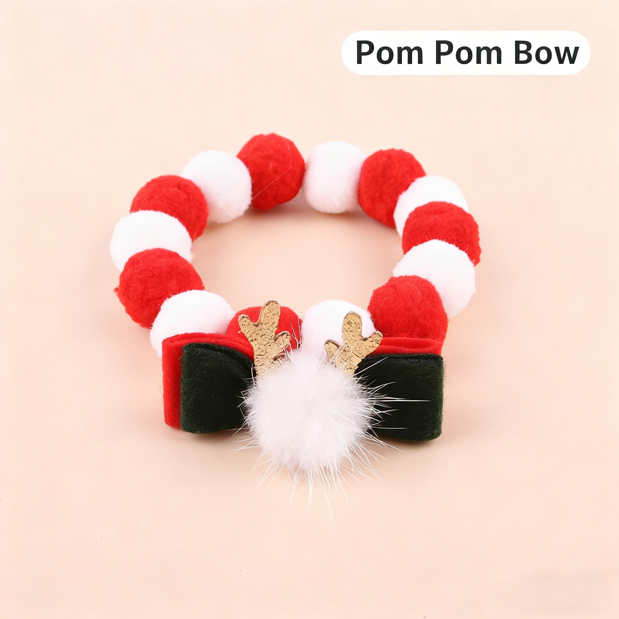 Christmas Pet Collar – Furry Ball Bowknot Necklace_CWMM11332
