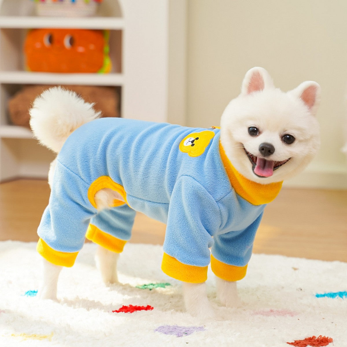 Colorblock Pet Jumpsuit with Leash Ring_CWMM11180