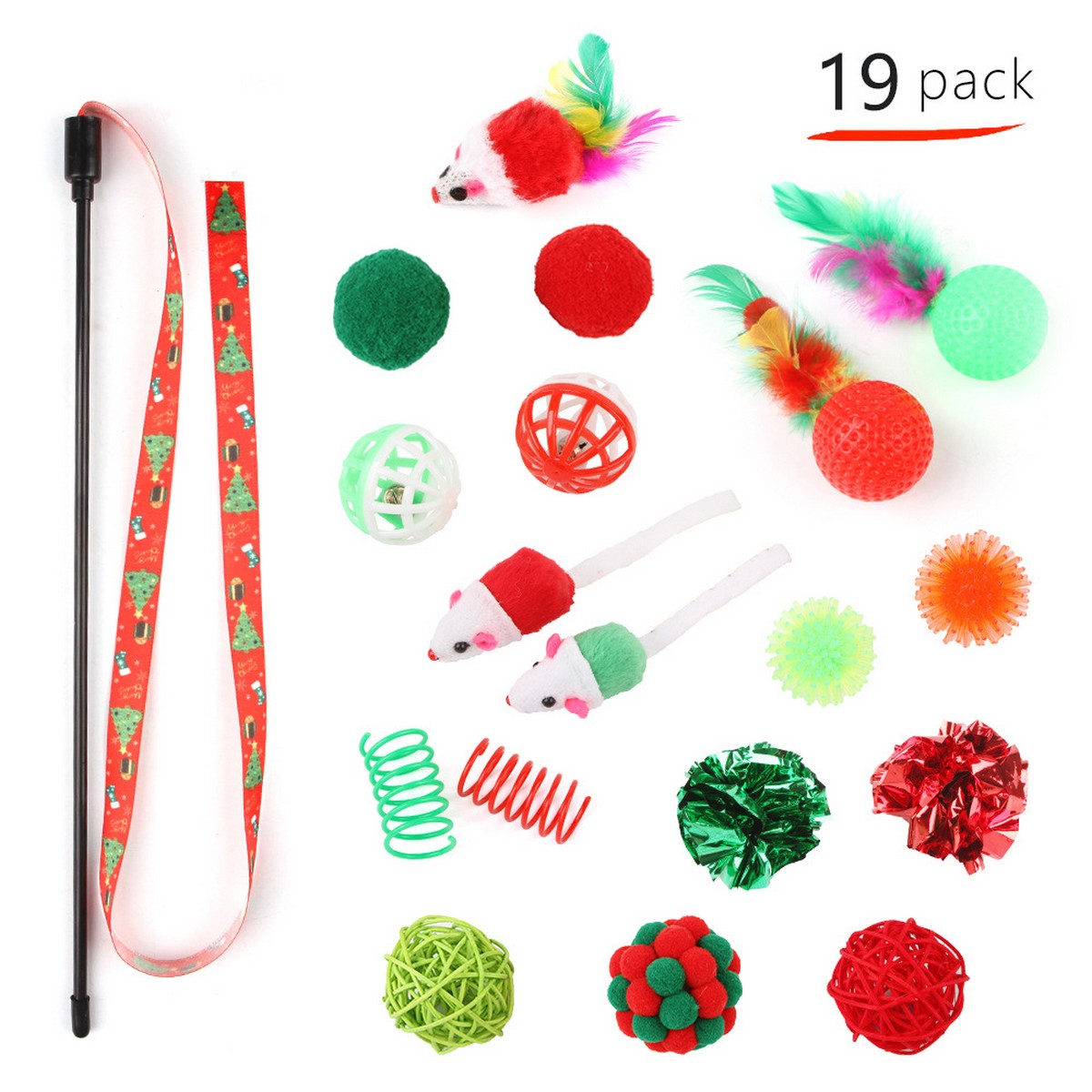 Christmas Cat Teaser Wand – Interactive Toy_CWMM11428