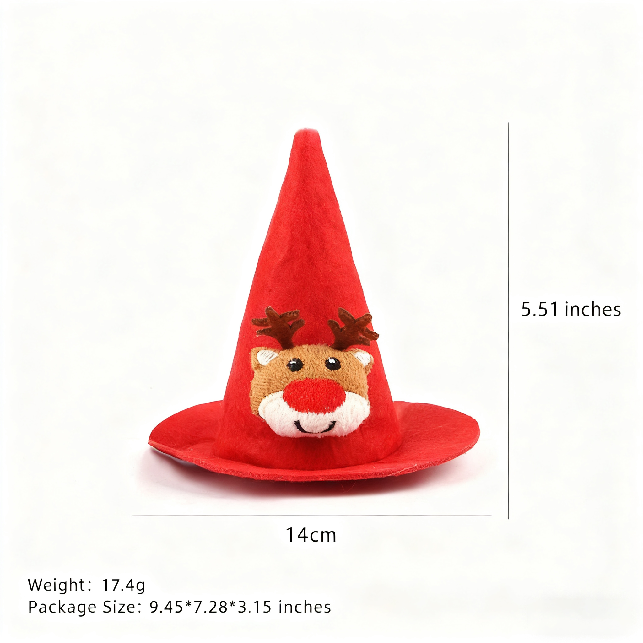 Christmas Costume Hat for Pets – Funny Plush Santa Pointed Cap_CWMM11335