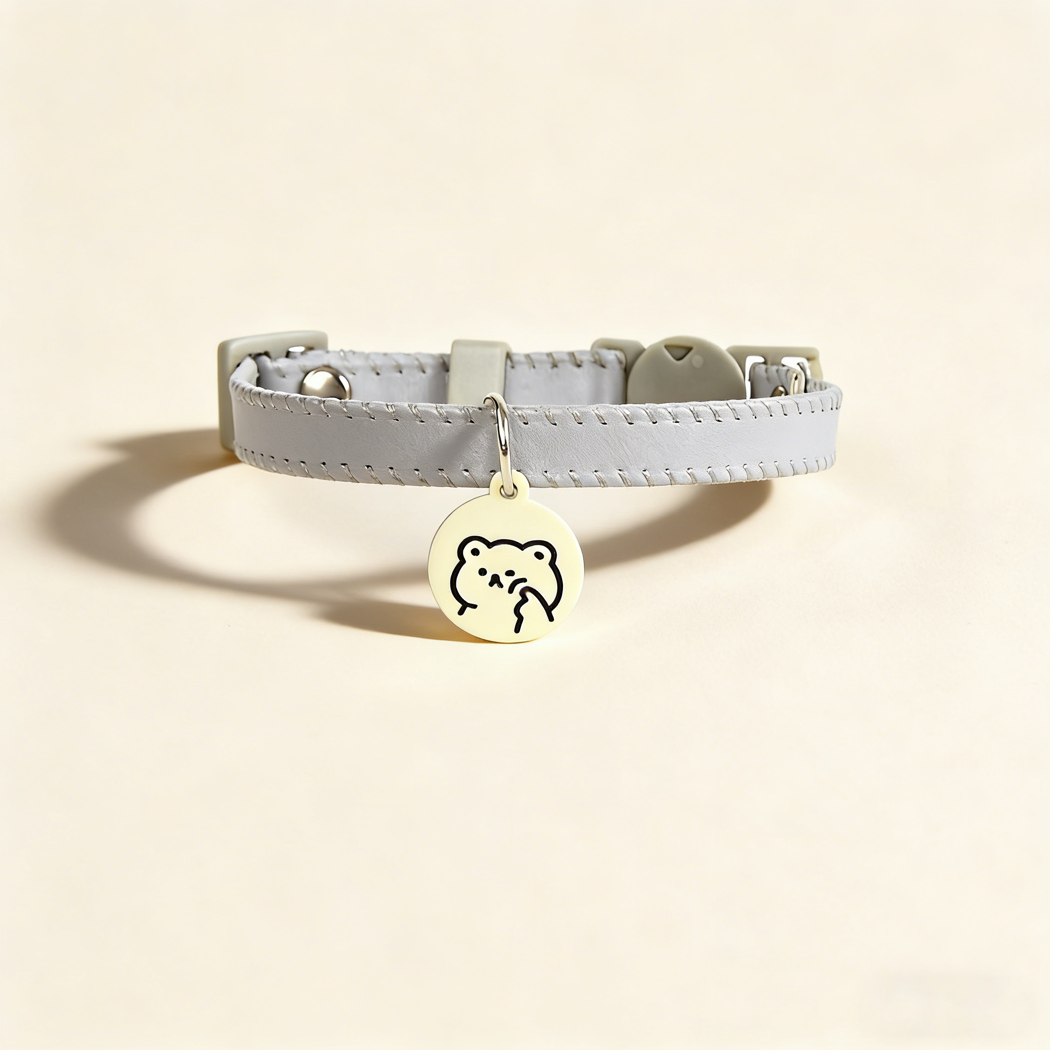 Cat Dog Macaron PU Leather Safety Buckle Collar_CWMM13174