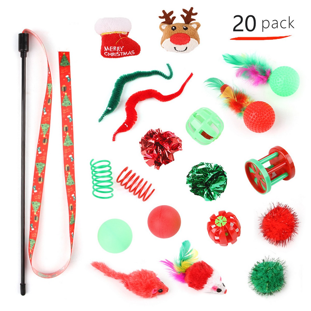 Christmas Cat Teaser Wand – Interactive Toy_CWMM11428