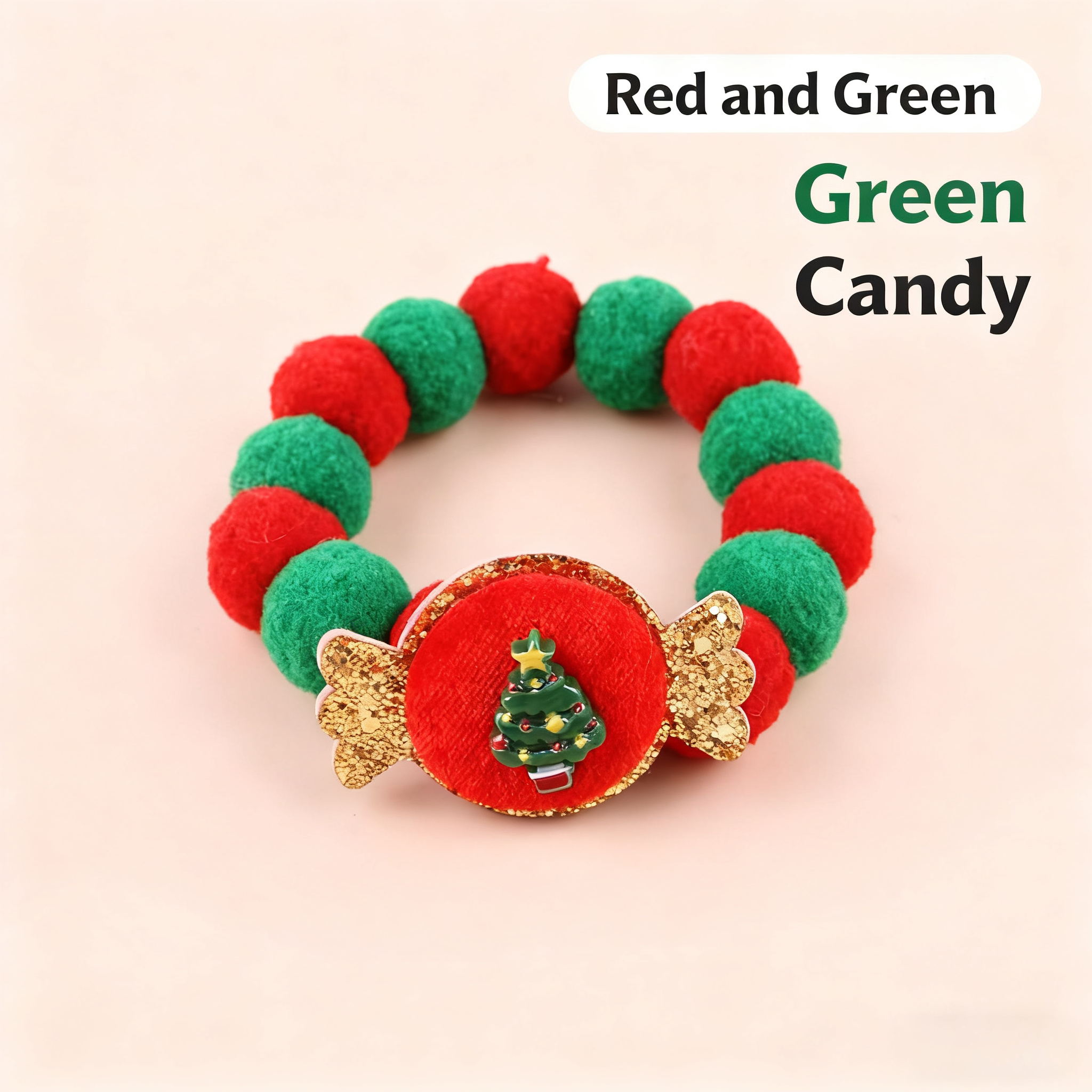 Christmas Pet Collar – Furry Ball Bowknot Necklace_CWMM11332