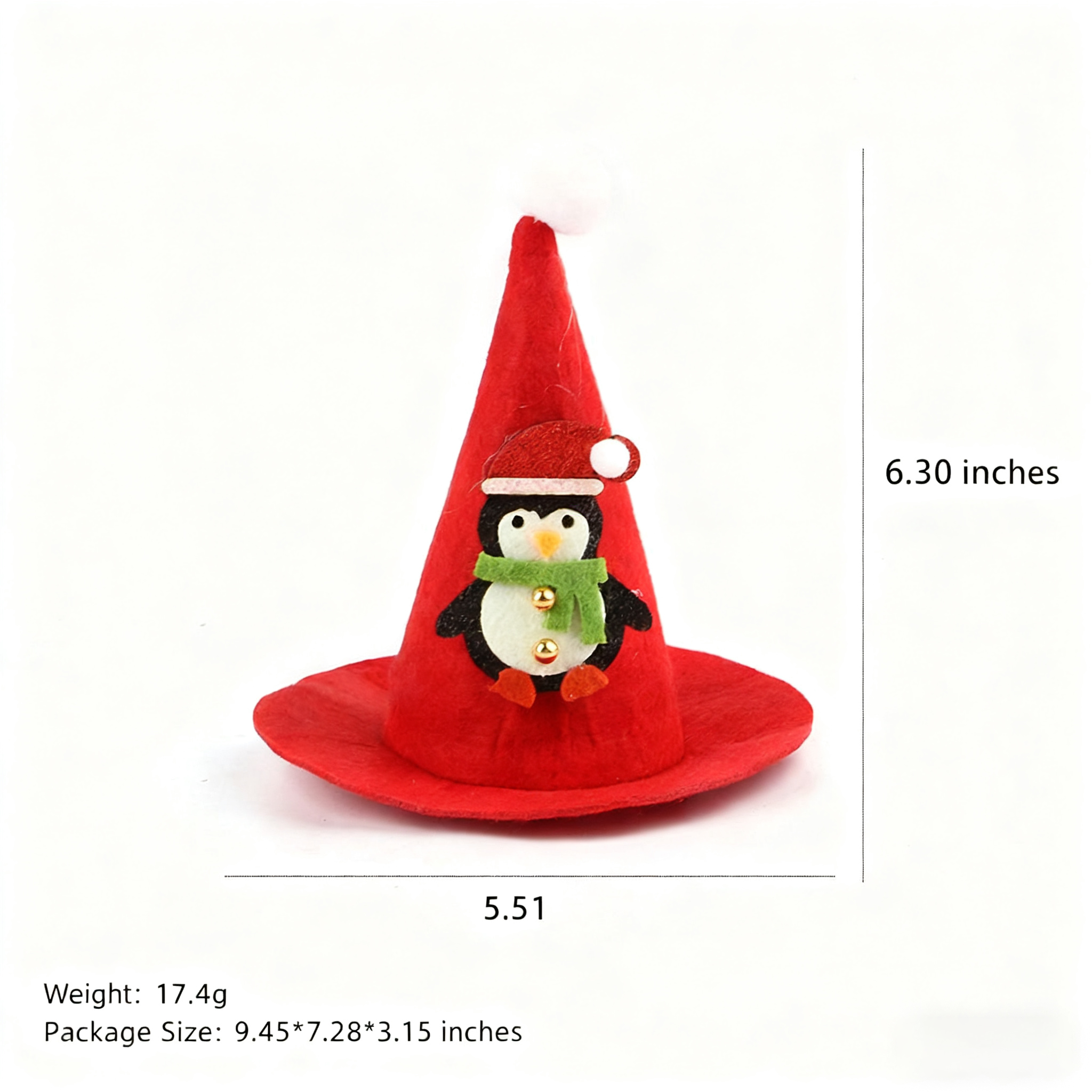 Christmas Costume Hat for Pets – Funny Plush Santa Pointed Cap_CWMM11335