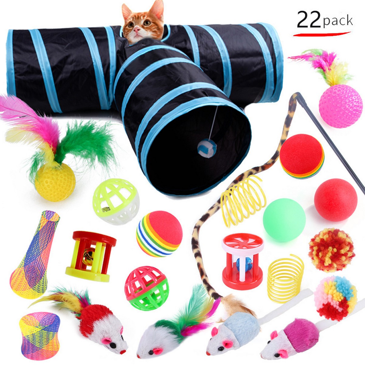Pet Cat Toy Combo Fishing Wand & Tunnel_CWMM11487