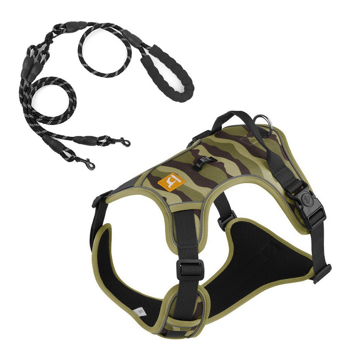 Reflective Dog Harness and Leash with Tracker Pocke_CWMM12510
