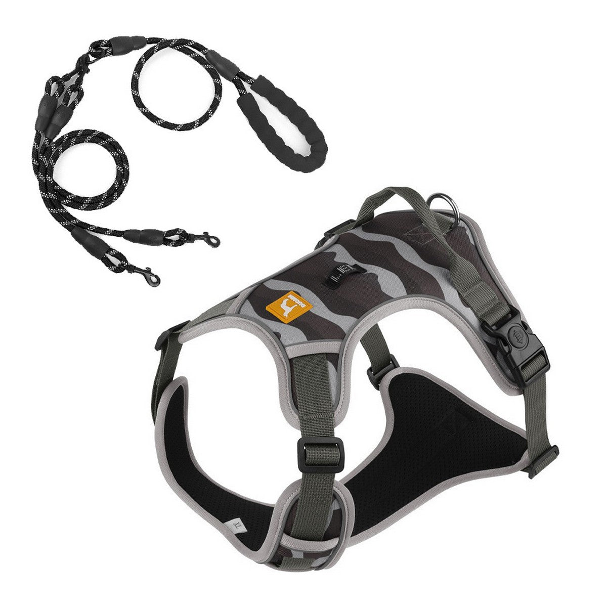 Reflective Dog Harness and Leash with Tracker Pocke_CWMM12510