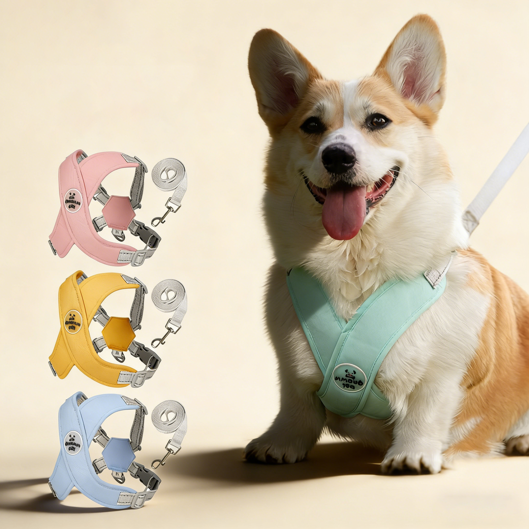 Dog Vest Harness with Reflective Walking Leash_CWMM12568