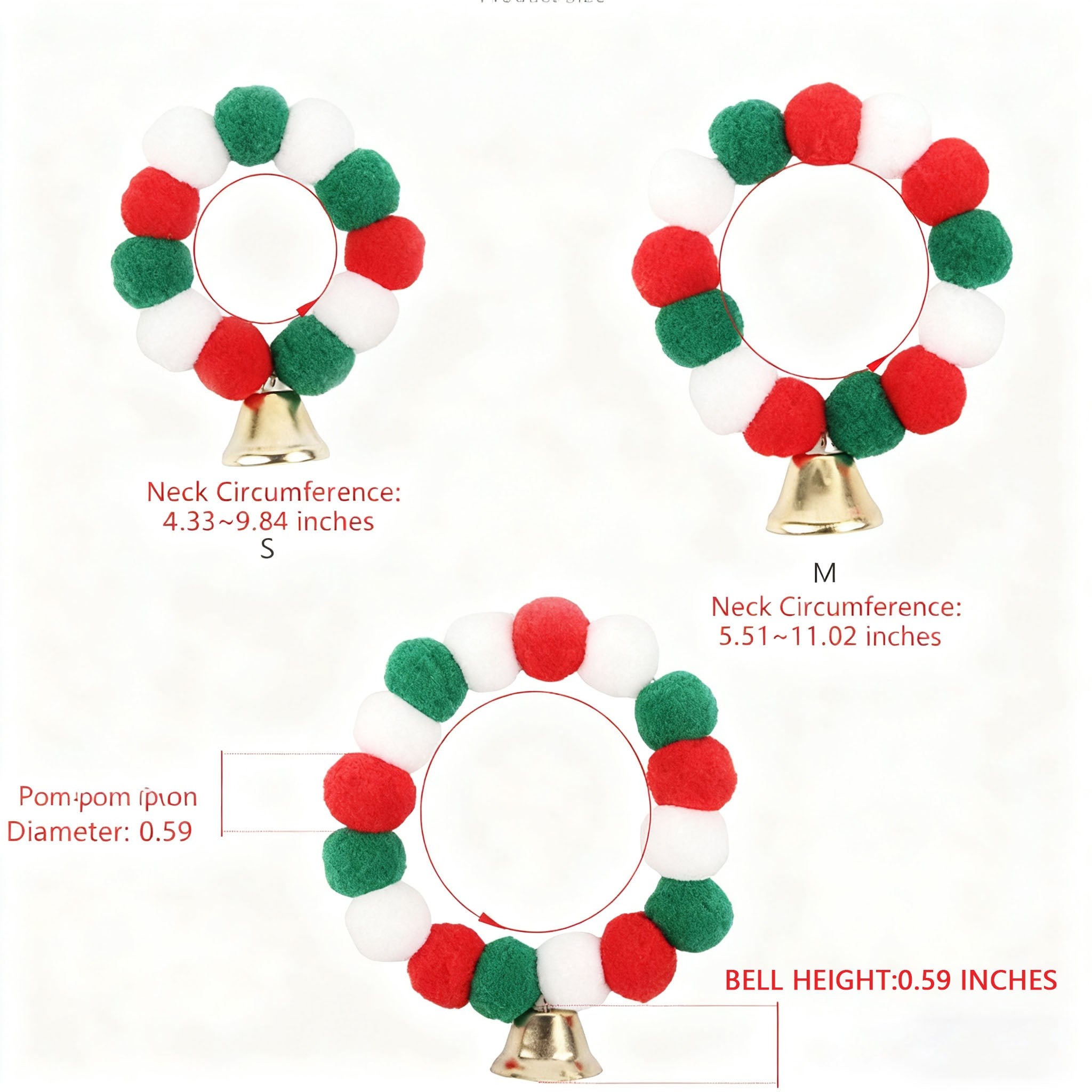Christmas Pet Collar – Bell Pom Pom Decoration_CWMM11330