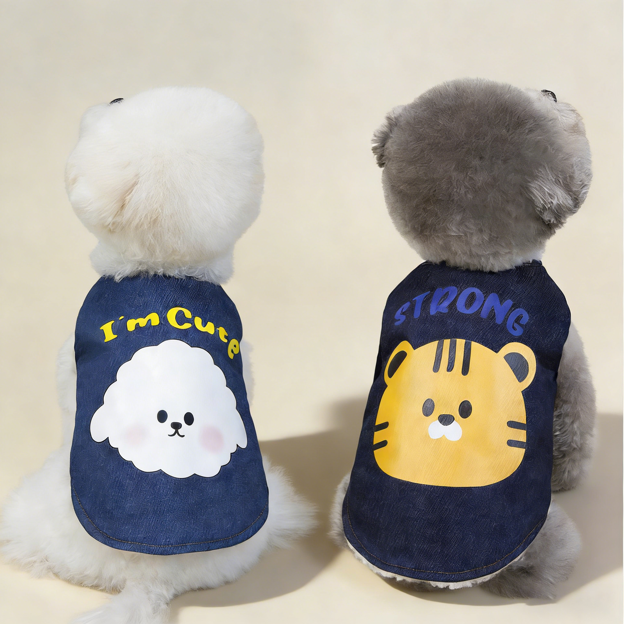 Cozy Denim Dog Vest with Cartoon Print_CWMM12206