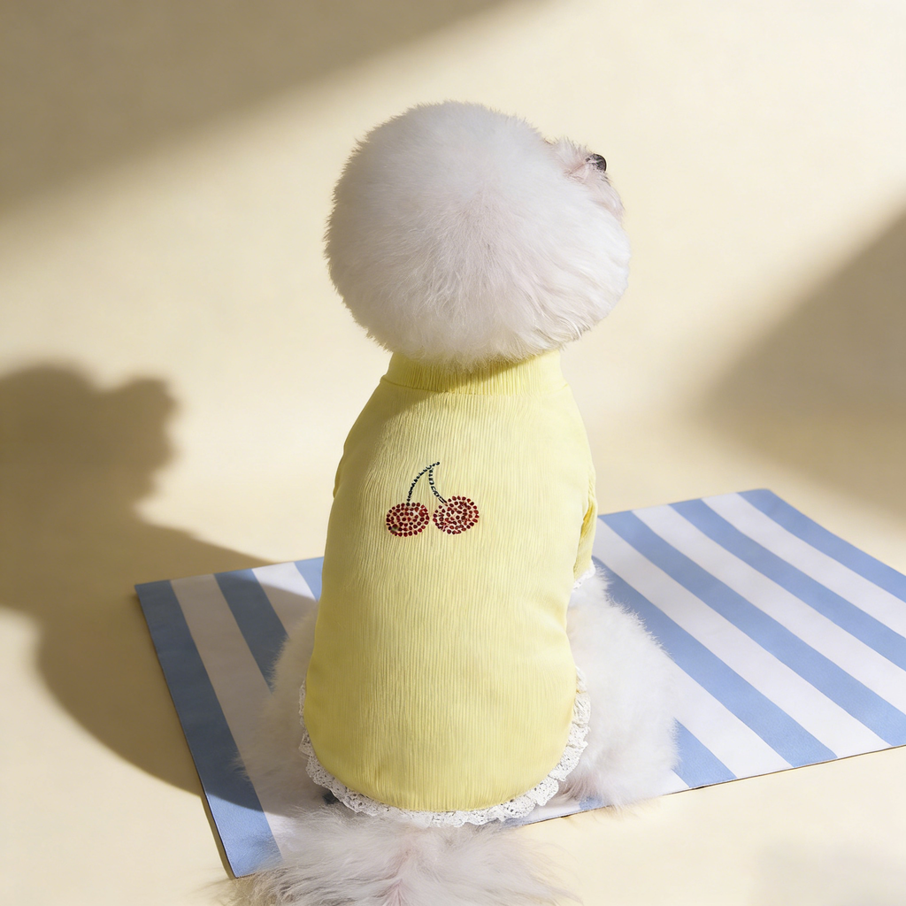 Cherry Rhinestone Dog Turtleneck Hoodie_CWMM12256