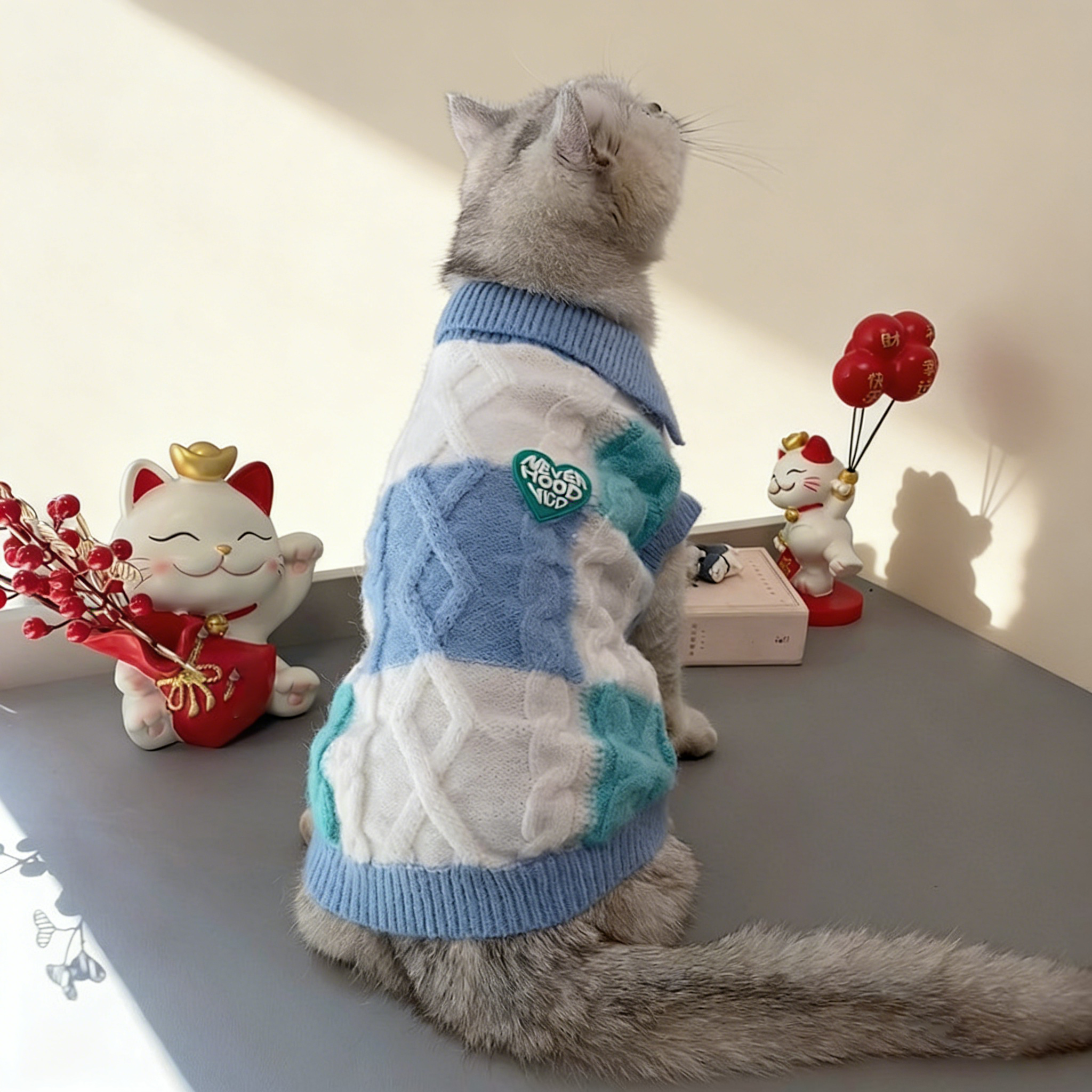 Plaid Dog Sweater Polo Collar Cardigan_CWMM12279