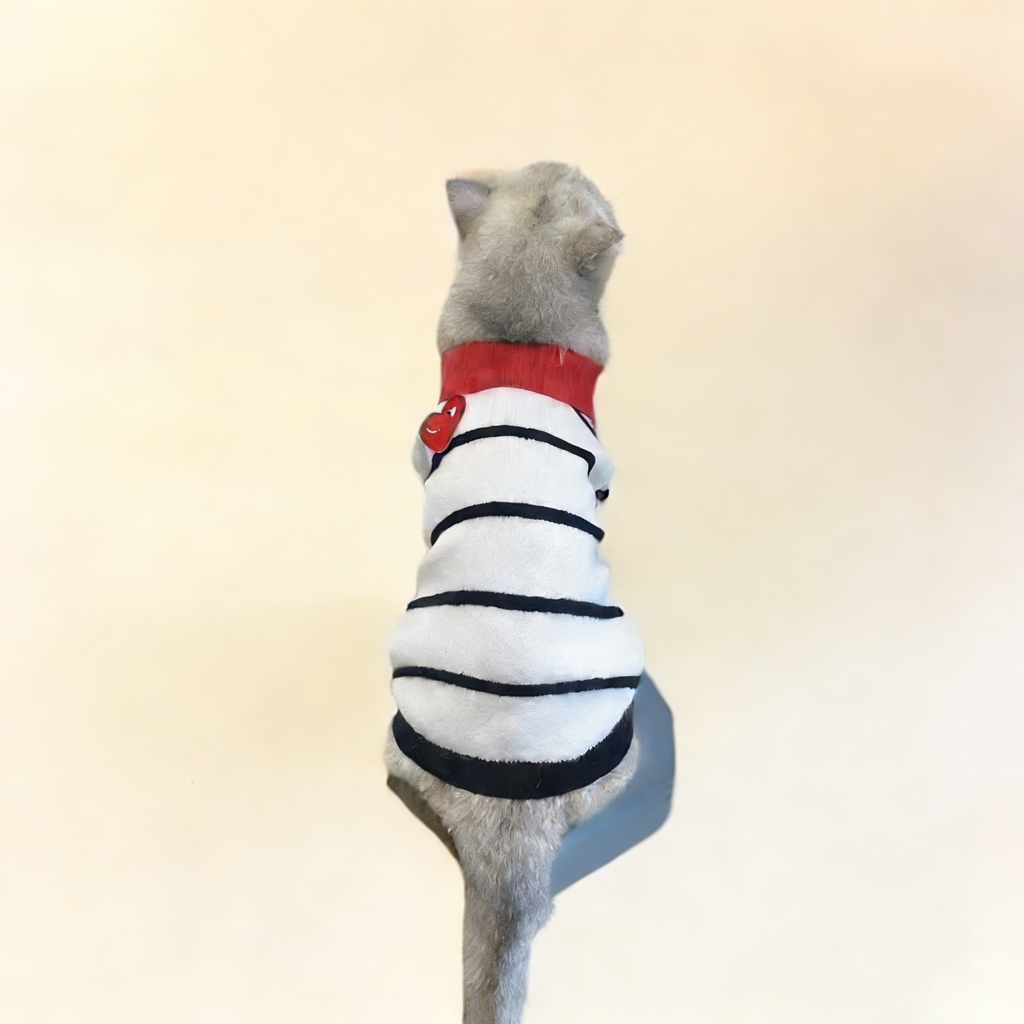 Striped Polo Knit Dog Cat Cardigan Sweater_CWMM12379