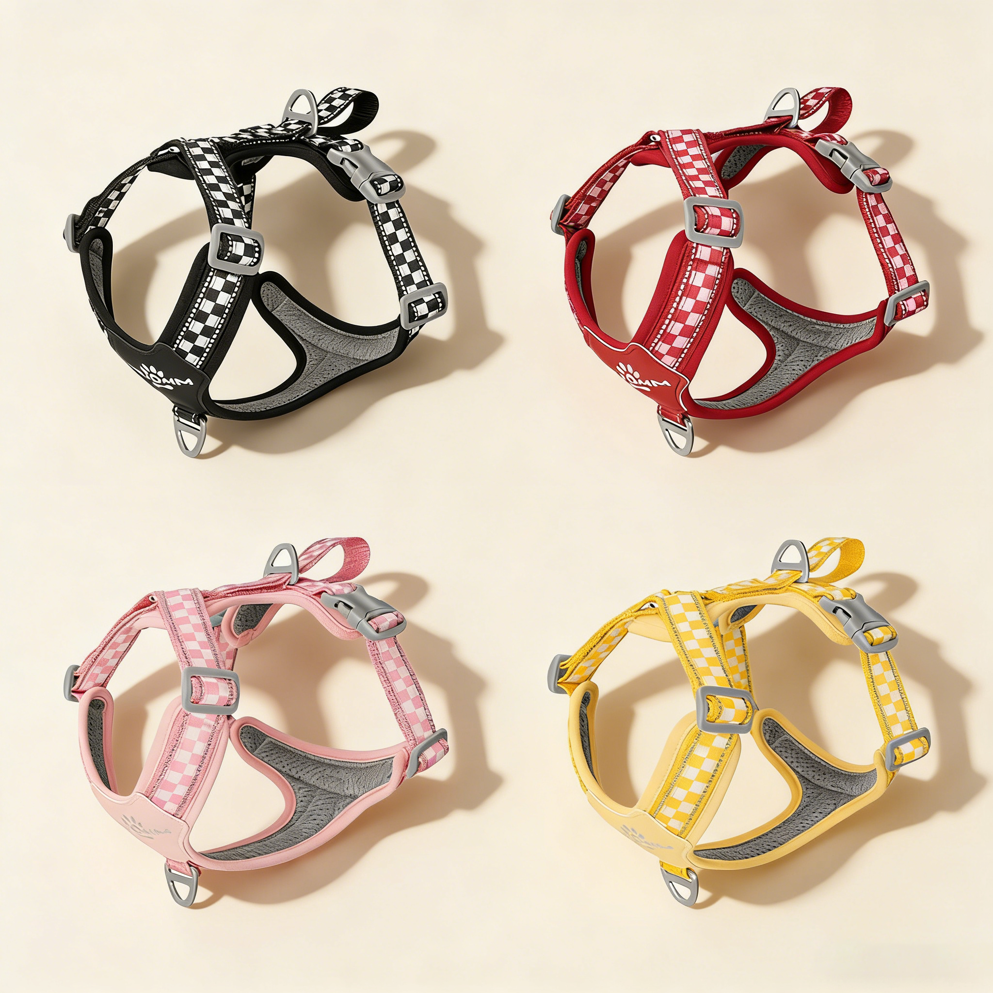 Vintage Check Dog Harness, No Pull Reflective_CWMM12487